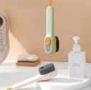 SHINE GENIX Soap Dispenser Cleaning Brush with Handle, Reusable Soap Dispensing Shoe Brush for Shoes, Clothes Cleaning - 2 in 1 Shoe Cleaner, Scrubber with Soap