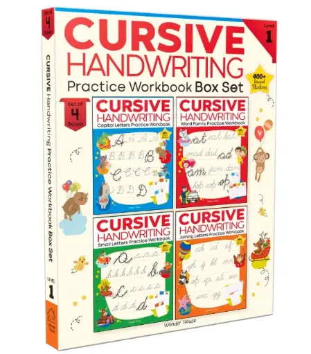 Cursive Handwriting - Small Letters, Capital Letters, Joining Letters and Word Family : Level 1 Practice Workbooks For Children (Set of 4 Books) Paperback – Notebook, 1 January 2020